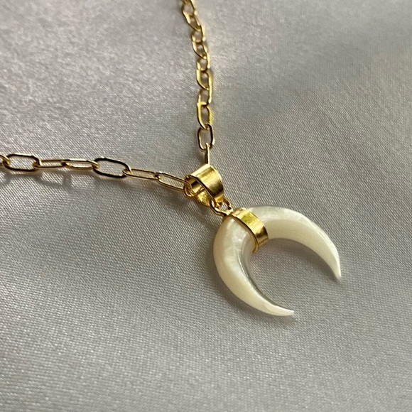 ❗️Last One❗️Mother of Pearl Double Horn Gold Necklace - Picture 8 of 12